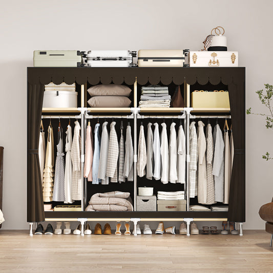 LEAIJIAFY Portable Closet with 4 Hanging Rods and Lockers