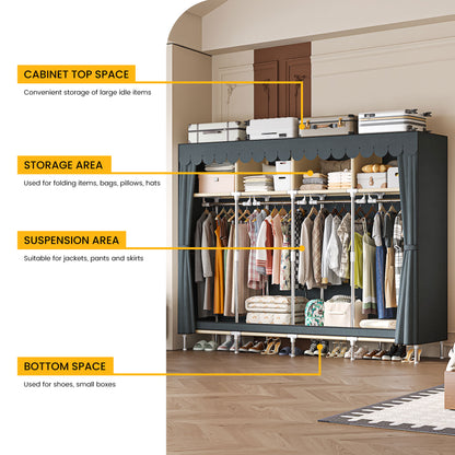 LEAIJIAFY Portable Closet with 4 Hanging Rods and Lockers