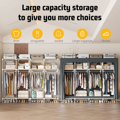 LEAIJIAFY Portable Closet with 4 Hanging Rods and Lockers