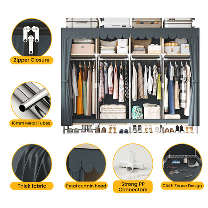 LEAIJIAFY Portable Closet with 4 Hanging Rods and Lockers
