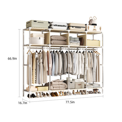 LEAIJIAFY Portable Closet with 4 Hanging Rods and Lockers