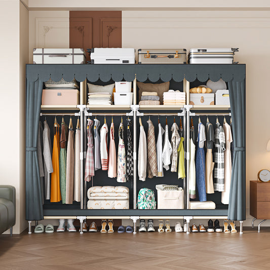 LEAIJIAFY Portable Closet with 4 Hanging Rods and Lockers