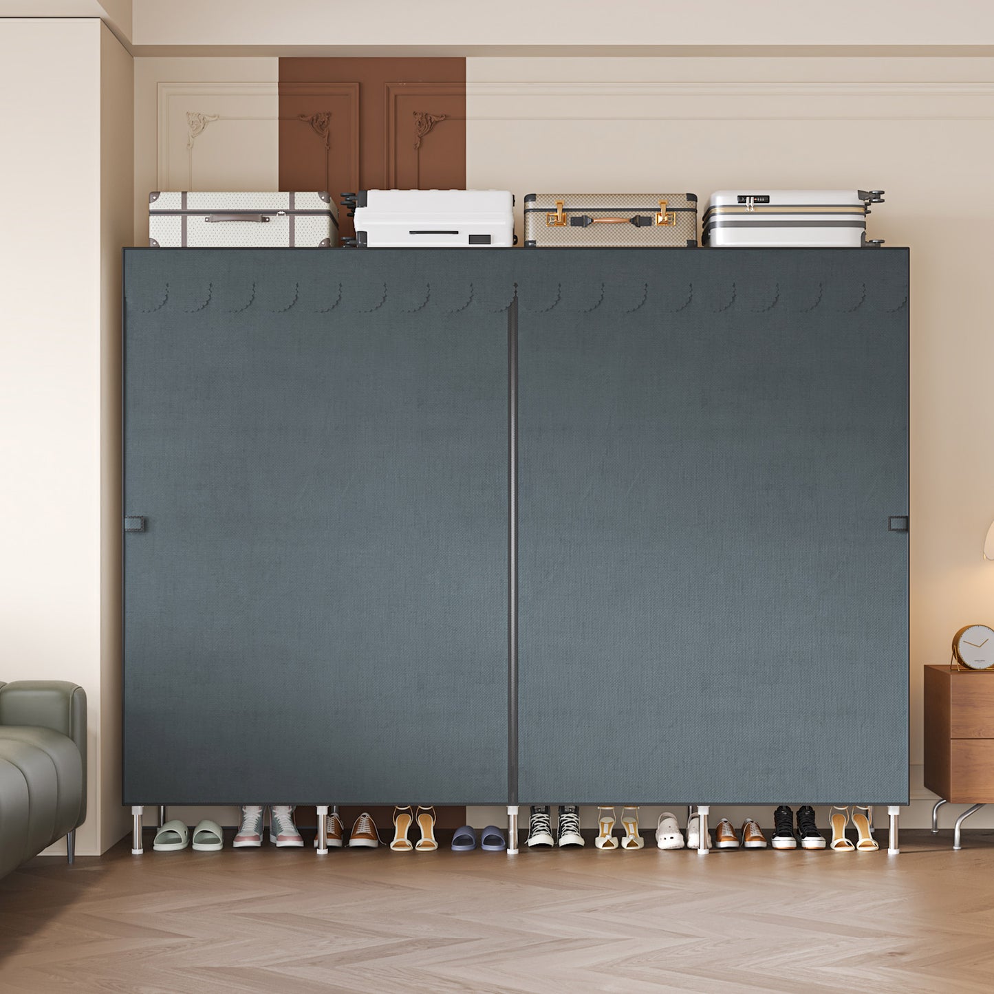 LEAIJIAFY Portable Closet with 4 Hanging Rods and Lockers