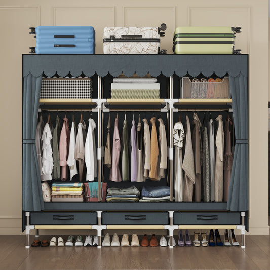 LEAIJIAFY Portable Wardrobe Freestanding Closet Hanging Organization