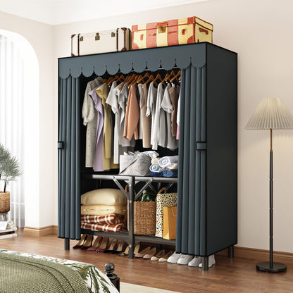 LEAIJIAFY Foldable Clothes Hanger with Cover Portable Wardrobe