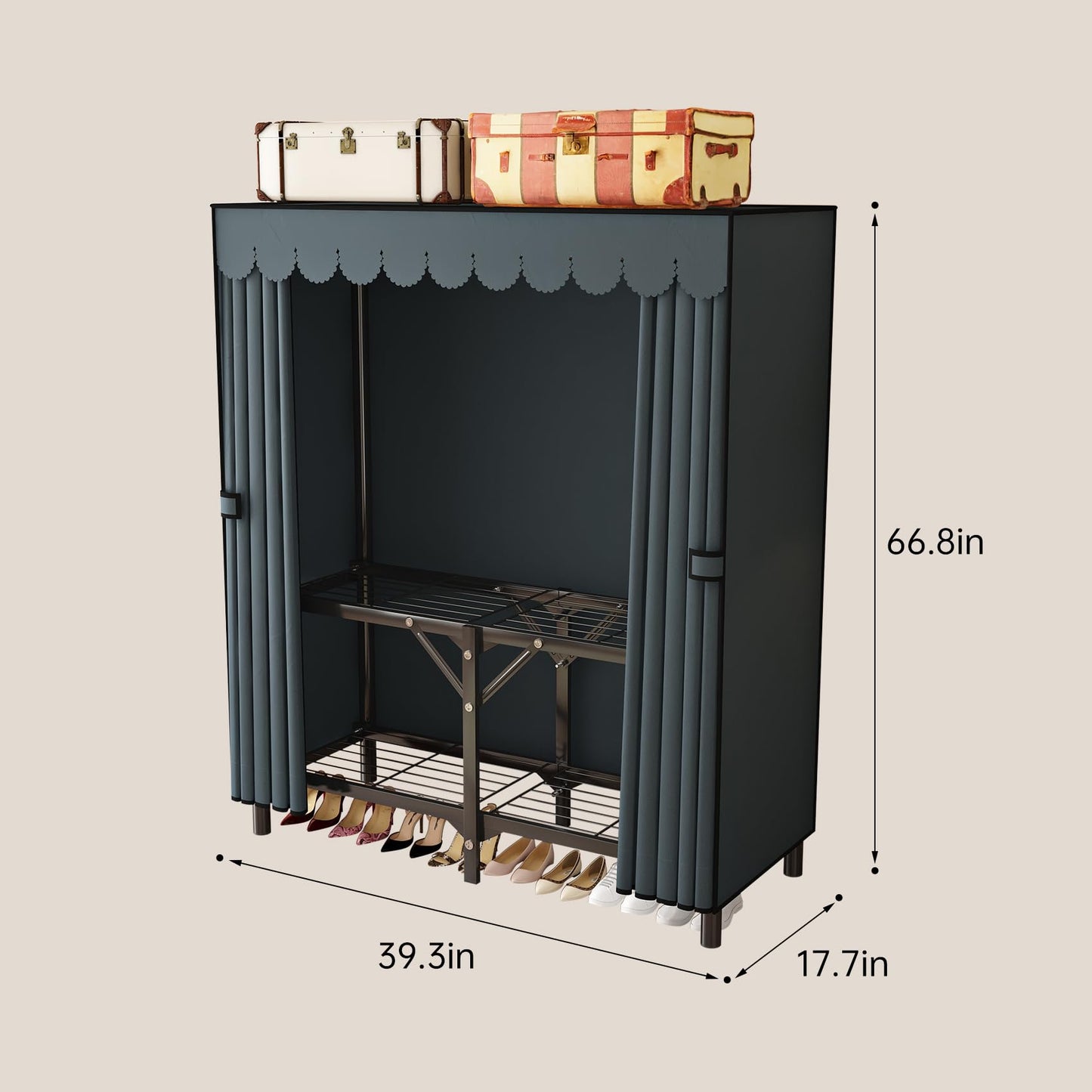 LEAIJIAFY Foldable Clothes Hanger with Cover Portable Wardrobe