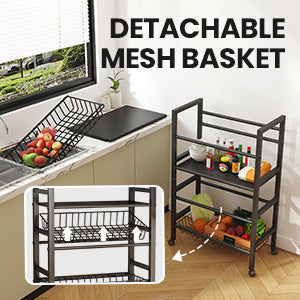 LEAIJIAFY 4-Tier Metal Rolling Cart with Removable Grid Shelves