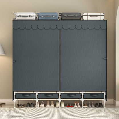 LEAIJIAFY Portable Wardrobe with 4 Hanging Rods and Drawers