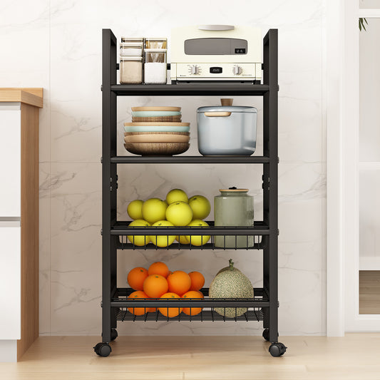 LEAIJIAFY 4-Tier Metal Rolling Cart with Removable Grid Shelves